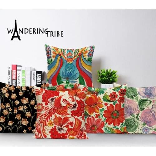 Vintage Decorative Cushion Covers Flower Floral Pillowcase Farmhouse Home Decor Living Room Cushions Custom Pillow Covers 45*45
