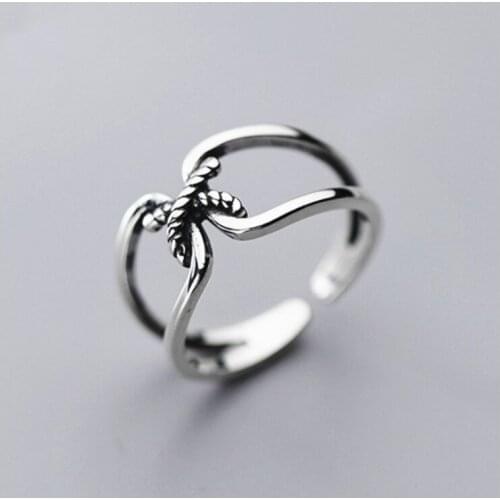 Bijoux boêmio vintage prata esterlina bowknot arco anéis para mulheres anéis de noivado meninas presentes festa anillos 2020