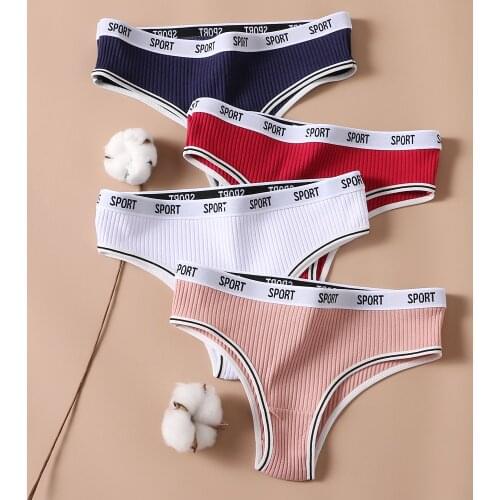 KISS WIFE 3Pcs Women Cotton Sexy Panties G-String Thong Panties Female Sports Panties Sexy Lingerie Pants Ladies Letter Low-Rise