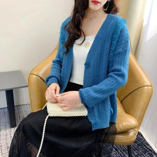Women Sweater Cardigan Sweet Short Coat V-neck Lace Patchwork Knitted Cardigans Jacket 2020 New Autumn Long Sleeve Pull Femme