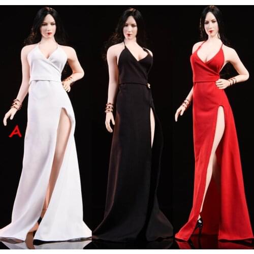 C1901 1/6 Scale female soldier doll dress costume red carpet evening dress Model For 12'' Action Figure Body DIY Accessories