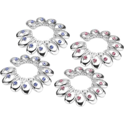 1 Pair Rhinestone Crystal Decorative Stainless Steel Hollow Floral Adjustable Size Clip On Nipplering