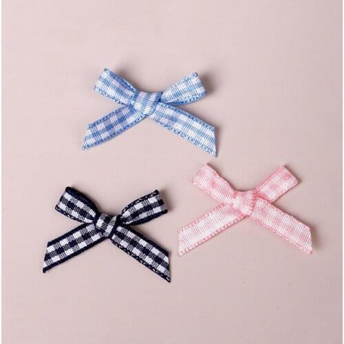 100pcs Mini Lattice Polyester Satin Ribbon Bows Flower DIY Handmade Craft Decoration