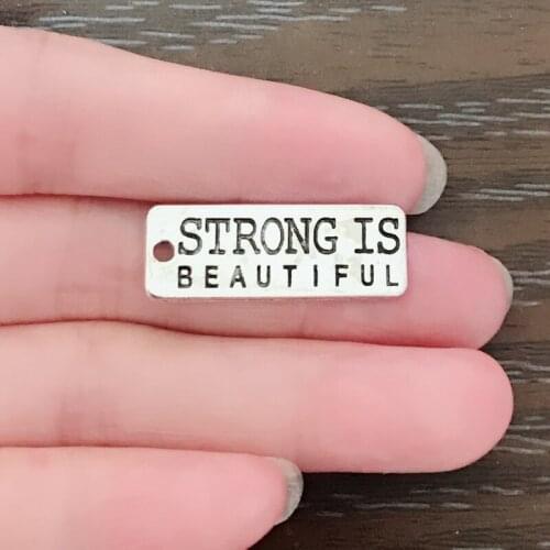 12PCS DIY Letter Charm Strong is Beautiful Charm Zinc Alloy Pendant Charm for Bracelet Necklace Earring zipper pulls Jewelry