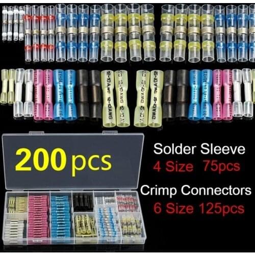 200PCS Heat Shrink Connector Soldered Seal Wire Connectors & Heat Shrinkage Crimp Wire Connectors Kit electrical connectors