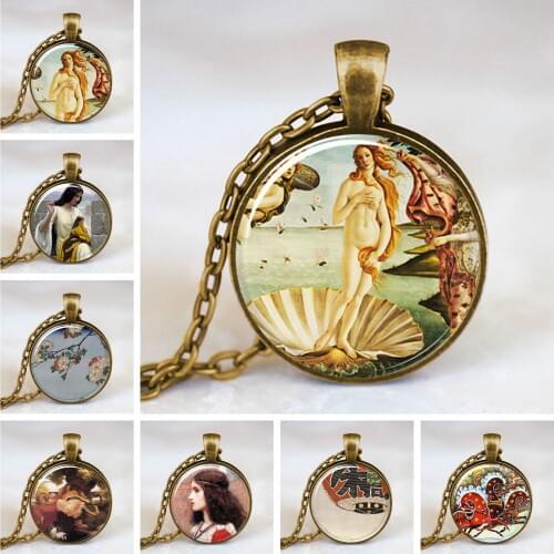 2019 Klimts Painting Necklace Juliet Adam Venus Artwork Antique Bronze Chain Statement Handmade Necklace For Women Girl Gift