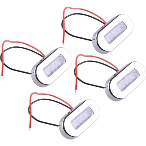 4Pcs DC Marine Boat White LED Courtesy Lights Stair Deck Garden Lamp for Universal Vehicles Trailer Truck