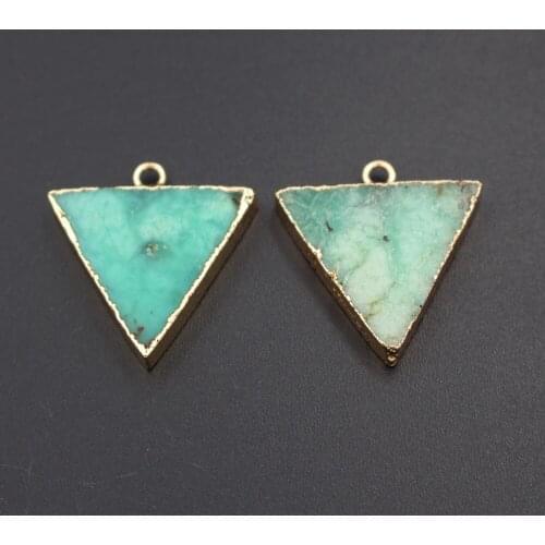 6pcs Natural Amazonite Stone Pendants Triangle Drops Blue Stone Charms for Jewelry Making Fit Necklaces Earrings DIY Accessories