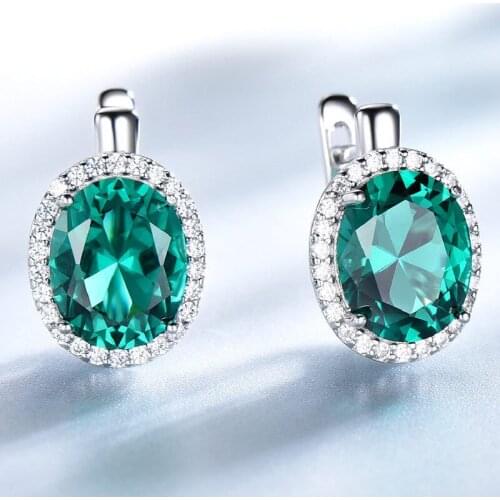 925 Sterling Silver Earrings Female Korea European and American Personality Nano Sky Blue Topaz Gemstone Clip Female Earrings