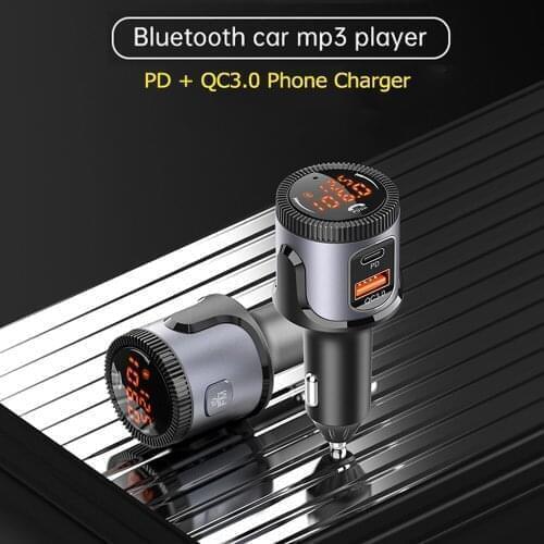Kebidumei QC3.0 Fast Car Charger Bluetooth 5.0 FM transmitter Wireless Hands-free Kit Cars Modulator USB Flash Drive MP3 Player