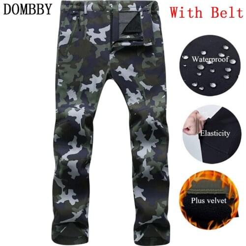 Winter Pants Men Outdoor Thicken Fleece SoftShell Trousers Men Waterproof Windproof Warm Breathable Camouflage Sports Cargo Pant