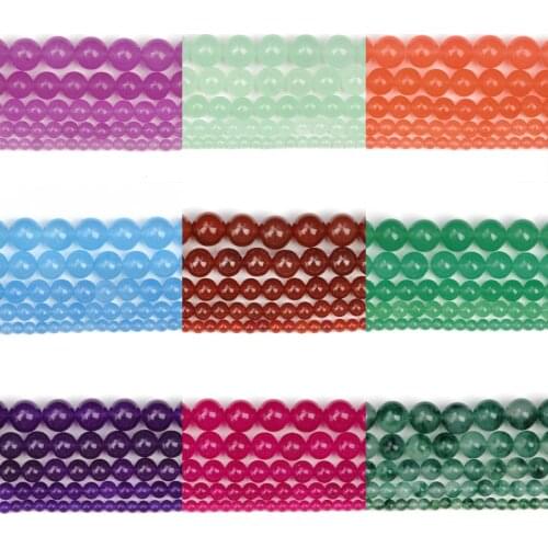 MINHIN Natural Chalcedony Jades Stone Beads for Jewelry Making 4 6 8 10 12MM Smooth Round Loose Beads for Handmade Accessories