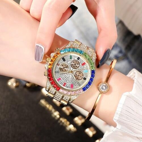 Watch for Women Men Full Iced Out Gold Rhinestone Wristwatch Couple Watches Hip Hop Rapper Watch Hot Sale Reloj Mujer Relogio