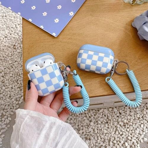 Luxury Geometric Splicing Case For AirPods 2 Case Anti-lost lanyard AirPods Pr Silicone Earphone Cover air pods 2 case fundas