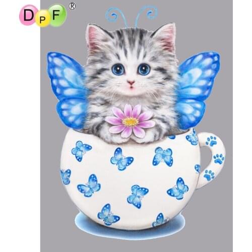 DPF 5D Round full Diamond painting Cross Stitch diamond Mosaic butterfly cat cup Diamond Embroidery Needlework home decor crafts