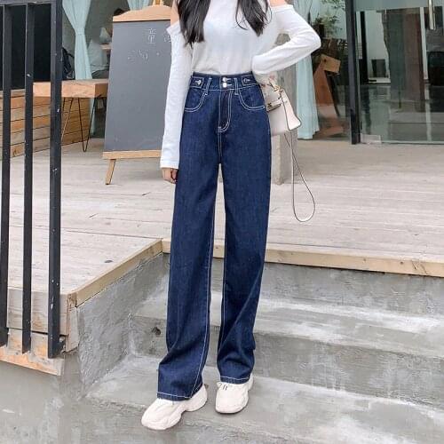 2020 High Waist Loose Comfortable Jeans For Women Plus Size Fashionable Casual Straight Pants Mom Jeans Washed Boyfriend Jeans