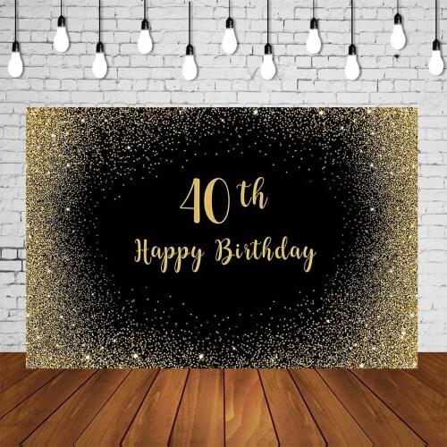 Personalised Adults Birthday Party Banner Golden Dusts Decors Backdrops Black Photography Background Studio Table Wall Posters