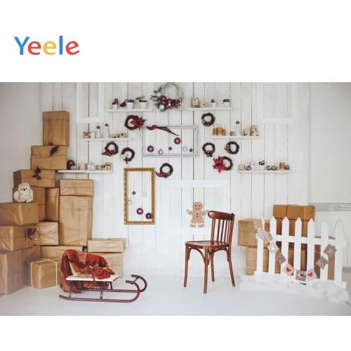 Christmas Decoration Wooden Wall Shelf Gift Baby Birthday Backdrop Photography Custom Photographic Background For Photo Studio
