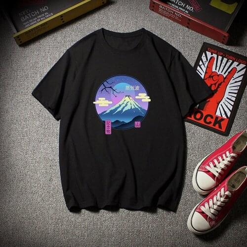 Vaporwave Mount Fuji Memorial Japan Style T-Shirt Women Top O-Neck Casual Clothes New Summer Short Sleeve T Shirt Graphic Tees