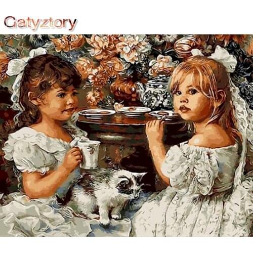 GATYZTORY DIY Painting by numbers Girls play house frame for paint by numbers acrylic paint decor for the home 40x50cm photo fra