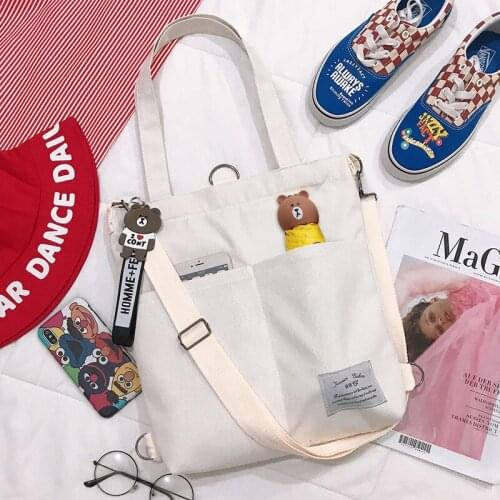 Canvas bag female student Korean version of the crossbody large capacity ins female bag double shoulder single shoulder bag