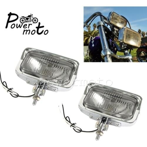 Chrome Black 2x Headlight Cafe Racer Square Head Light Rectangle Running Light For Harley Chopper Bobber Scrambler XS650 Custom