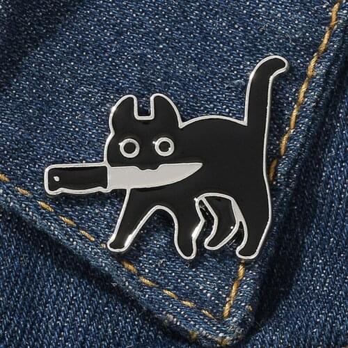 Cartoon Creative Black Cat Modeling Pop-Enamel Pin Lapel Badges Brooch Funny Fashion Jewelry