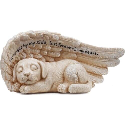 Creative Cartoon Angel Dog Ornaments Resin Pet Memorial Tombstone Angel Wing Garden Statue Crafts Forever in My Heart Print