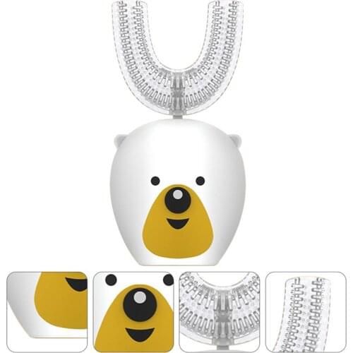 Lunabeefy 1pc U-Shape Electric Toothbrush Cute Bear Type Tooth Cleaner Electric Toothbrush Oral Cleaning Brush