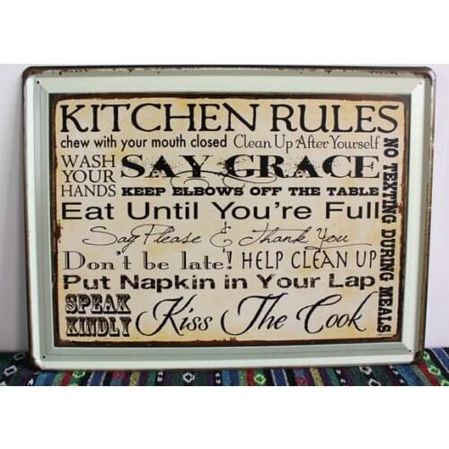 30pcs/lot Metal Sign shabby chic New listing Kitchen rules Tin signs Art wall decor House Cafe Bar decor