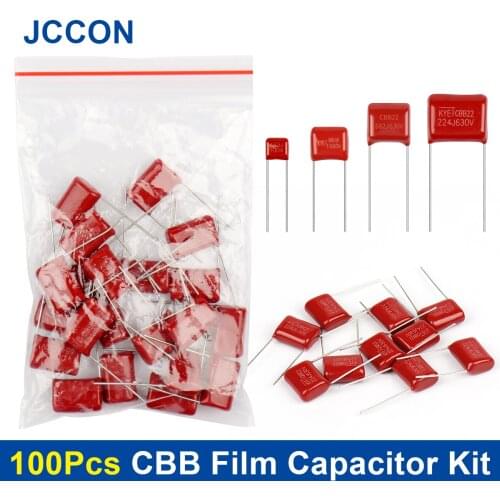 100Pcs CBB Metallized Polypropylene Film Capacitor 10Values x 10Pcs=100Pcs Sample Kit 100V 103J 223J Assortment Kit