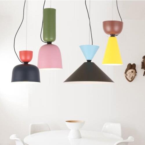 Nordic minimalist creative bar restaurant bedroom cafe color single head Macaron Aluminum LED chandeliers