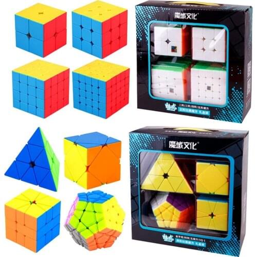 Moyu meilong Skew Bundle 4PCS/Set Gift Pack Magic Cube Mofangjiaoshi 4pcs Packing cubes Speed Cube Puzzle Educational Toys