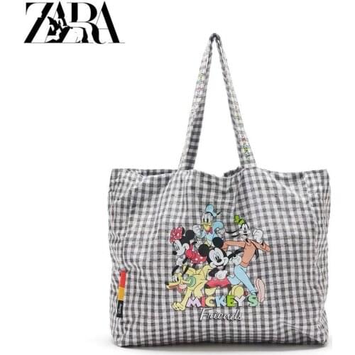 Disneys new female handbag large-capacity Mickey Minnie mouse printed shoulder shopping bag