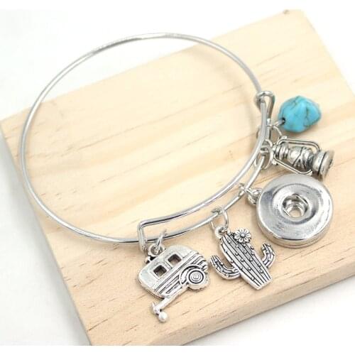 Adjustable Wire Bangle Camping Trailer BraceletS Snap Bracelets Women Snap Jewelry