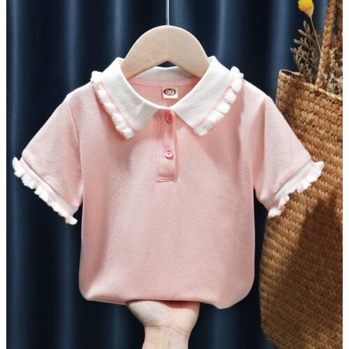 New Girl School Polo Shirts Childrens Shirt Clothing Summer Cotton Short Sleeved Kids Shirt Tops Tees Baby Girls Polo Shirt