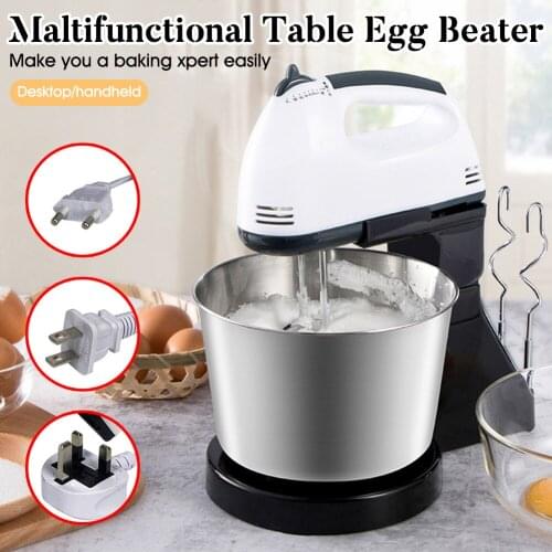 Hand Mixer Electric Egg Beater 7 Speeds Handheld Whisk with Stainless Steel 2 Beaters 2 Dough Hooks 1.7L Container