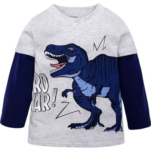 Cartoon Dinosaur Kids Boys T Shirt Long Sleeve Children Boy Tops Tees Spring Autumn Kids T-shirt Cotton Children Clothes