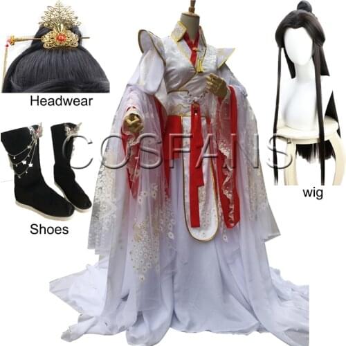 Xie Lian Yue Shen Cosplay Antique Novel Tian Guan Ci Fu Platinum Peacock Cosplay Costmes all set Halloween cosplay Wig and shoes