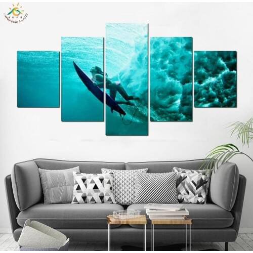 Surfing Girl Underwater Modern Wall Art Pictures posters and prints Canvas Painting Modular Pictures HD Paints Home Decoration