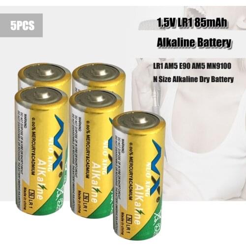 5PCS LR1 Alkaline Batteries SIZE N E90 MN9100 910A 1.5V Single Use Dry Batteries For Sperker Bluetooth Players