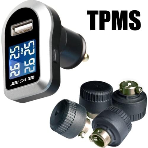 Tire Pressure Monitoring System Car TPMS with 4 pcs External Sensors Display four tires temperature or pressure simultaneously