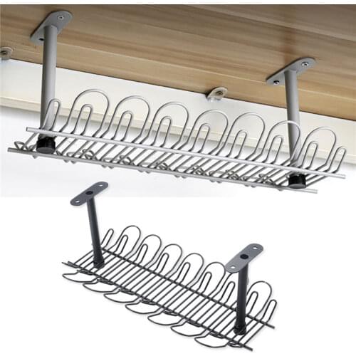Under Desk Hidden Hanging Metal Storage Rack for Office Plug-In Line Socket Cable Power Board Hanger Finishing Organizer Basket