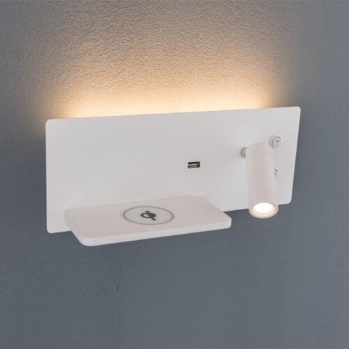 Modern Simple Wall Light Black White Wireless Charging Switch Rotatable for Home Apply Wall Bedroom Hotel Bedside Readin Sconces