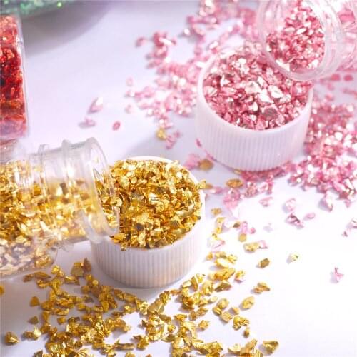 Glass Nail Decorations Irregular Crushed Stone 1 Box Artificial Crystal Manicure Glue Filler Rhinestone Color Sequins 25g