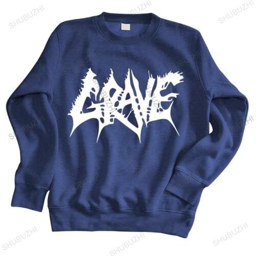 Men autumn sweatshirt black hoody New GRAVE Swedish Death Metal Band Logo brand winter hoodie