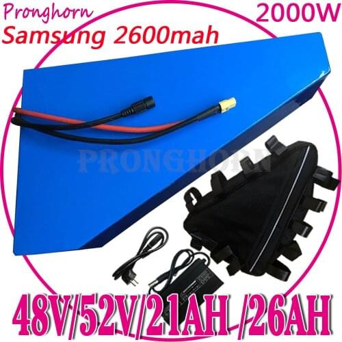 Triangle Battery 48V 52V 30Ah 20Ah 25Ah Ebike Lithium Battery Pack Bateria 48 Volt 2000W 1000W Electric Scooter Battery +Charger