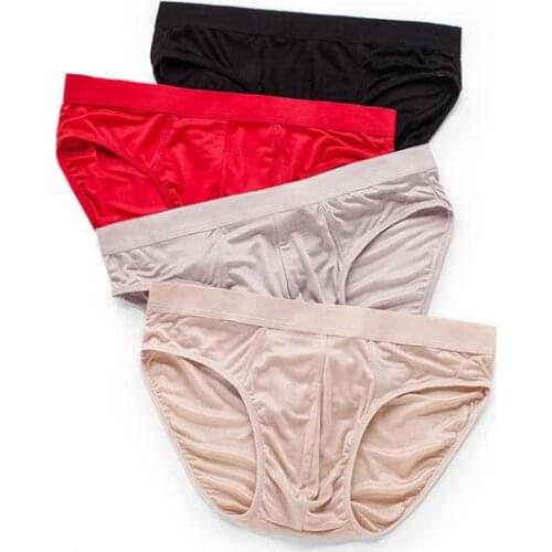 4 PACK Thin Type 100% Silk Knit Mens Underwear Briefs Plus Size L XL 2XL 3XL SG108
