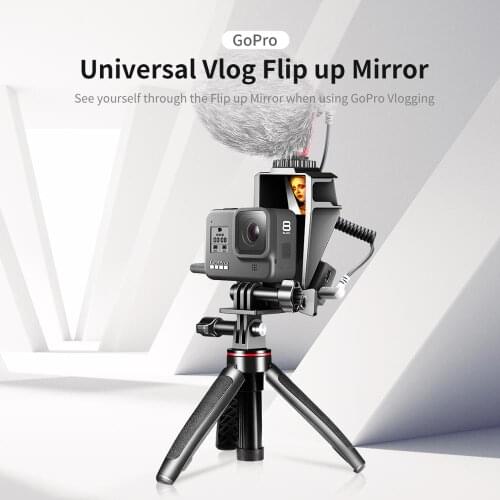 Ulanzi Flip Up Vlog Selfie Screen Bracket for Gopro 8 7 6 5 Vlog Mirror Triple Cold Shoe Mount for LED Light Microphone