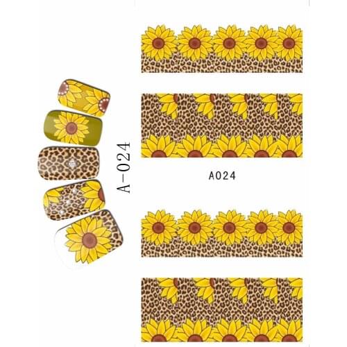 WATER DECAL NAIL STICKER HIGH HEEL SHOES LEOPARD HEAD SUNFLOWER DAISY BUTTERFLY BOW TIE A19-24